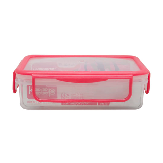 Contenedor Rectangular Keep Hermético 400ml - Rosado Oscuro