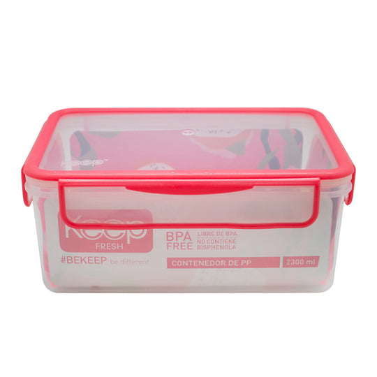 Contenedor Rectangular Keep Hermético 2300ml - Rosado Oscuro