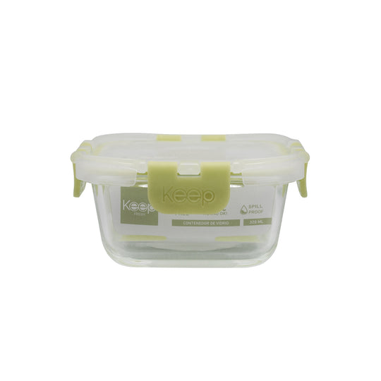 Contenedor Cuadrado Keep Hermético de Vidrio 320ml - Verde