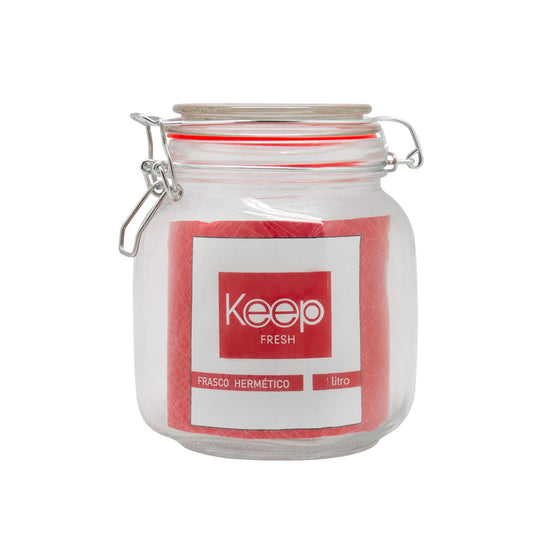 Frasco Keep Hermético de Vidrio 1000ml - Rojo