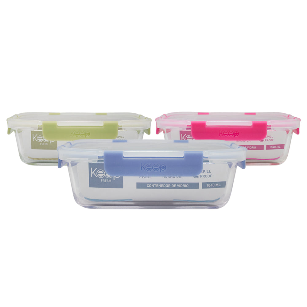 Contenedor Rectangular Keep Hermético de Vidrio 1040ml
