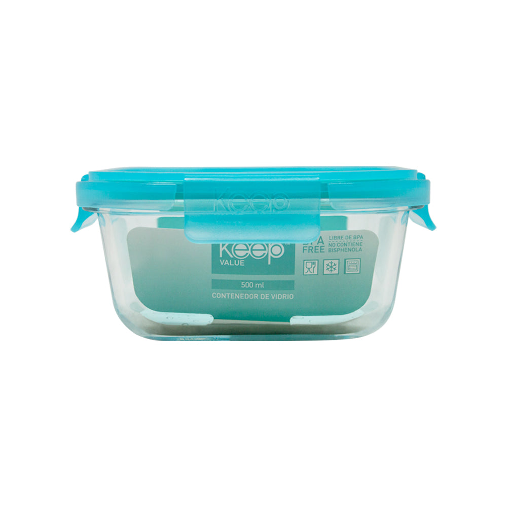 Contenedor Cuadrado Keep Hermético de Vidrio 500ml