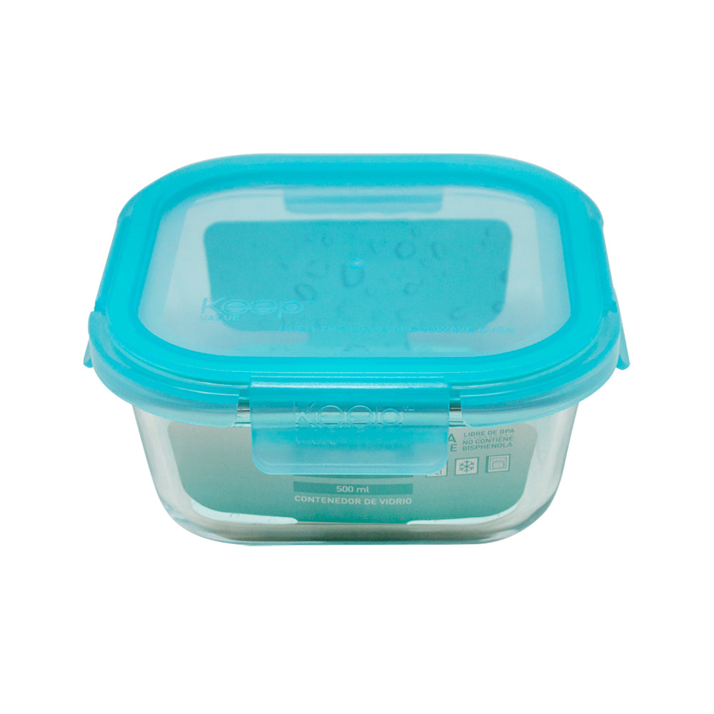 Contenedor Cuadrado Keep Hermético de Vidrio 500ml
