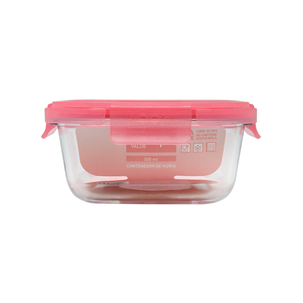 Contenedor Cuadrado Keep Hermético de Vidrio 500ml