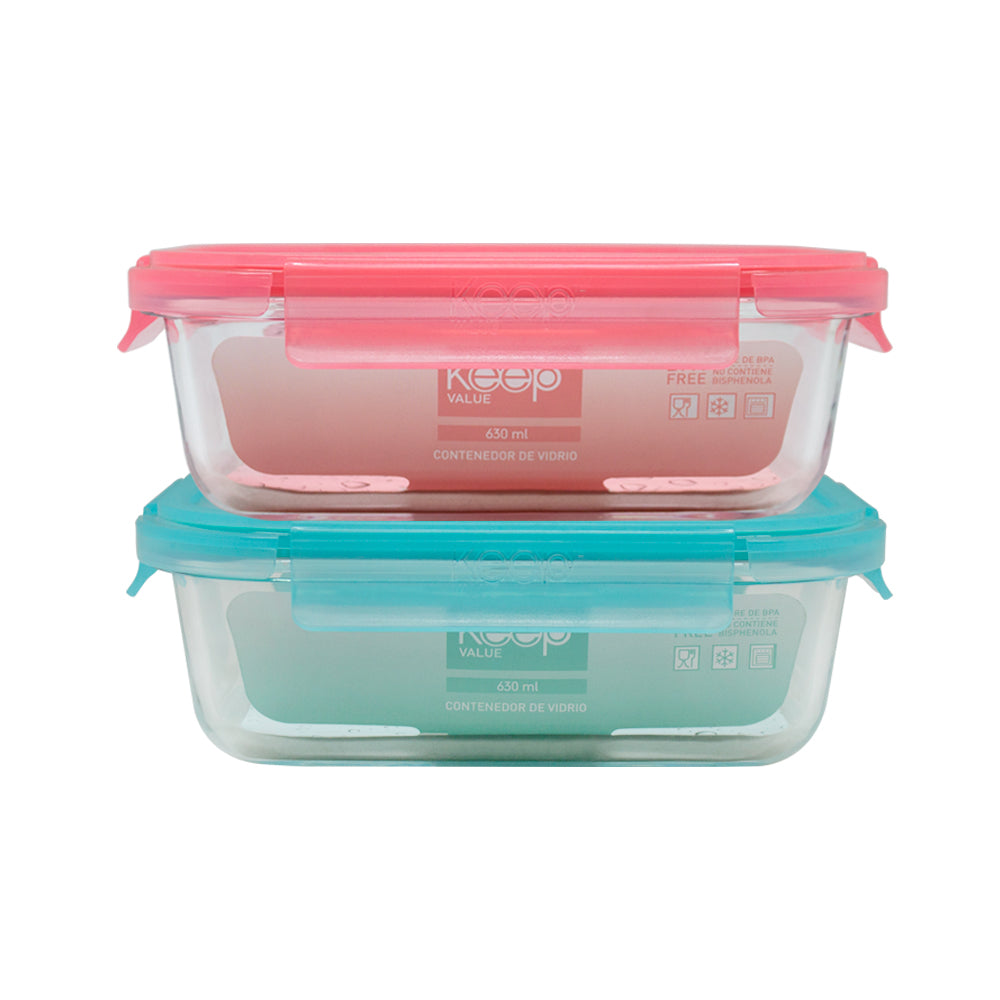 Contenedor Rectangular Keep Hermético de Vidrio 630ml