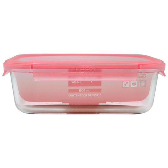 Contenedor Rectangular Keep Hermético de Vidrio 1480ml - Rojo