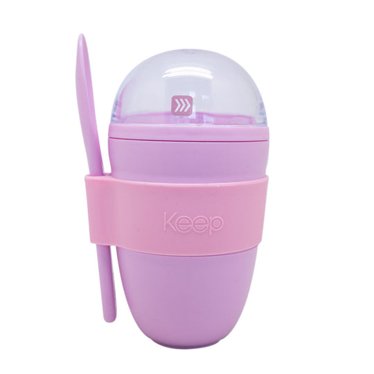 Vaso Snack Keep con Cucharita 450ml - Rosado Pastel